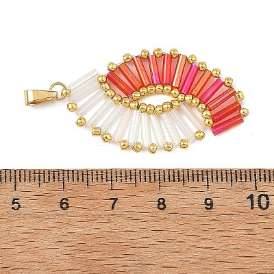 Glass Seed Beaded Pendants PALLOY-MZ01375-02-1