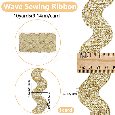 10 Yard Metallic Polyester Wavy Fringe Trim Ribbon SRIB-GF0001-38T-1