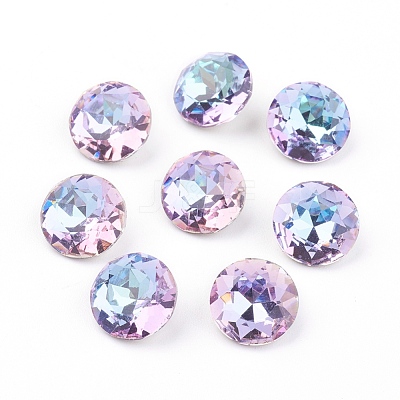 Pointed Back & Back Plated Glass Rhinestone Cabochons RGLA-J012-10mm-001VL-1