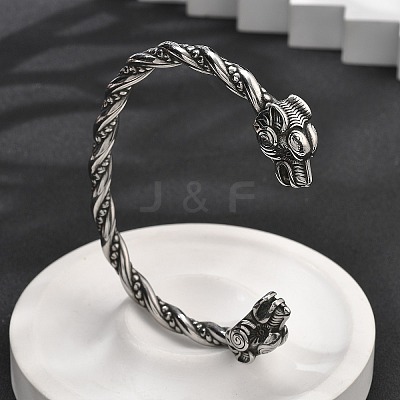 Viking 304 Stainless Steel Open Cuff Bangles for Men BJEW-U001-07K-AS-1