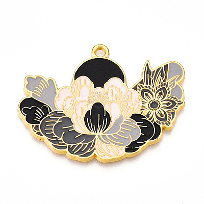 Rack Plating Alloy Enamel Big Pendants ENAM-N056-395-G-1