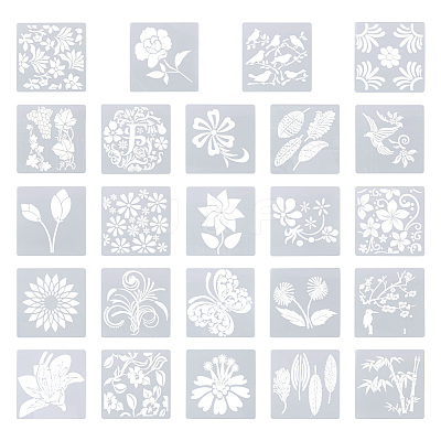 24 Sheets 24 Styles Plastic Drawing Stencil DIY-CW0001-13-1