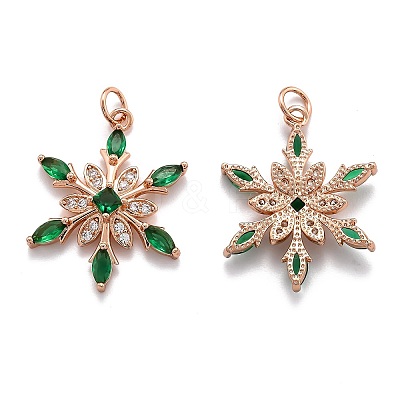 Brass Cubic Zirconia Pendants ZIRC-O044-02G-RG-1