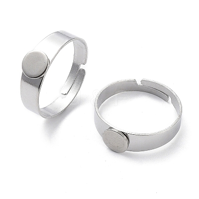 Non-Tarnish Adjustable 304 Stainless Steel Finger Rings Components STAS-F149-21P-C-1