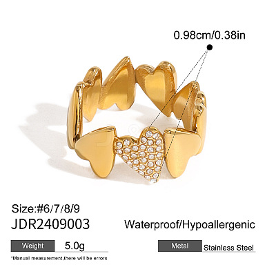 304 Stainless Steel Cubic Zirconia Finger Rings FS-WG9EDCA-09-1
