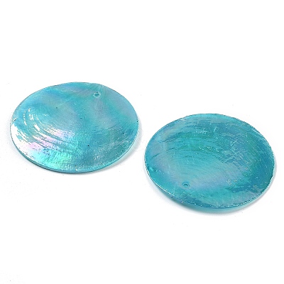 Spray Painted Natural Capiz Shell Pendants SSHEL-Z002-01-1