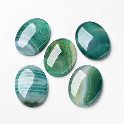 Natural Green Agate Cabochons G-F296-08-30x40mm-1