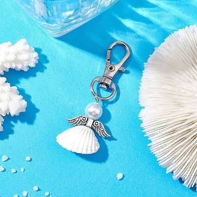 Angel Spiral Shell Pendant Decooration HJEW-JM01964-01-1