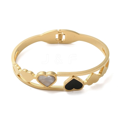 304 Stainless Steel Enamel Heart Hinged Bangles LS-BJEW-E099-03G-1