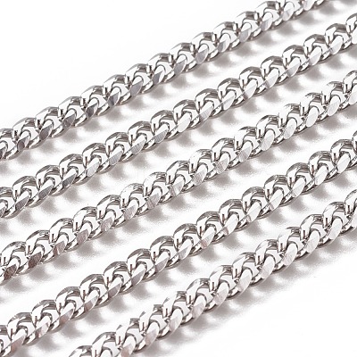 Non-Tarnish Handmade 304 Stainless Steel Cuban Link Chains STAS-F229-07B-P-1