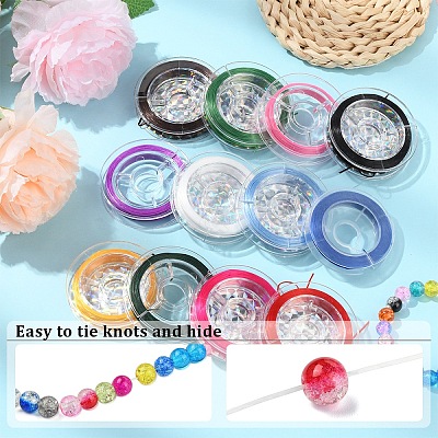 12 Rolls 12 Colors Flat Elastic Crystal String EW-YW0001-18-1