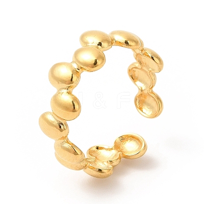 Ion Plating(IP) 304 Stainless Steel Oval Wrap Open Cuff Ring for Women RJEW-E063-15G-01-1