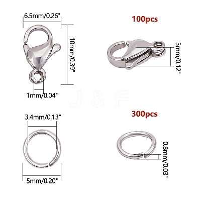 304 Stainless Steel Lobster Claw Clasps STAS-PH0019-50P-1