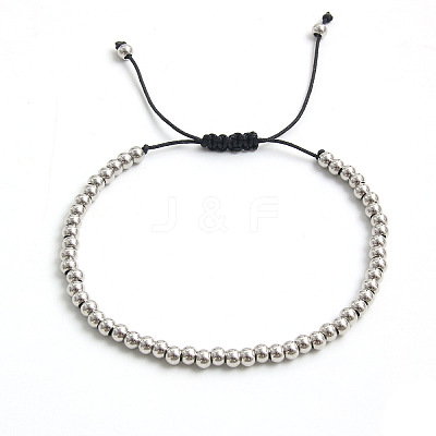 Adjustable Electroplate Titanium 304 Stainless Steel Beads Braided Bead Bracelets for Women Men DG2907-5-1