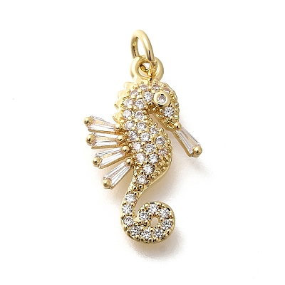 Rack Plating Brass Micro Pave Cubic Zirconia Pendants KK-M296-10G-1