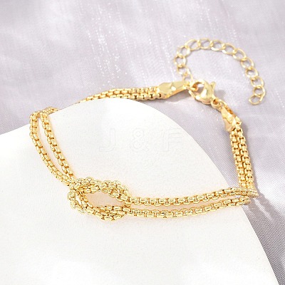 Brass Box Chain Knot 2-Strand Bracelets for Women KK-CBA68DA-17B-G-1