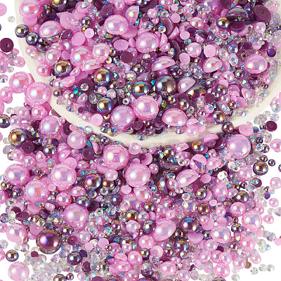 Half Round ABS Plastic Cabochons FIND-TAC0038-08D-1