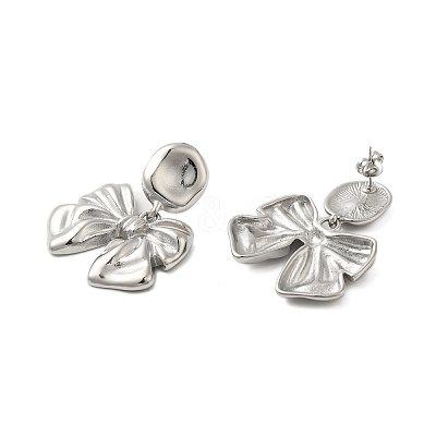 304 Stainless Steel Bowknot Stud Earrings for Women EJEW-U020-02P-1