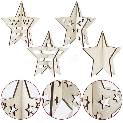 4 Styles Christmas Theme Unfinished Wood Solid Display Decorations DJEW-WH20002-21B-1