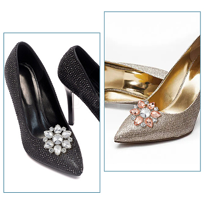 8Pcs 4 Colors Zinc Alloy Crystal Rhinestone Shoe Decorations FIND-HY0002-29-1