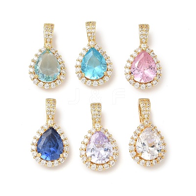 Brass Micro Pave Cubic Zirconia Pendants KK-Z139-09G-1