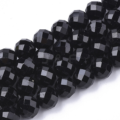 Natural Black Tourmaline Beads Strands X-G-S345-8mm-002-1