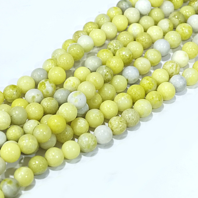Natural Yellow Mustard Jasper Beads Strands G-Q462-6mm-39-1