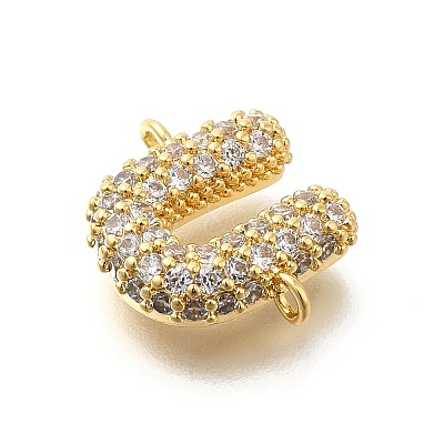 Brass Micro Pave Cubic Zirconia Letter Links KK-I717-04U-1