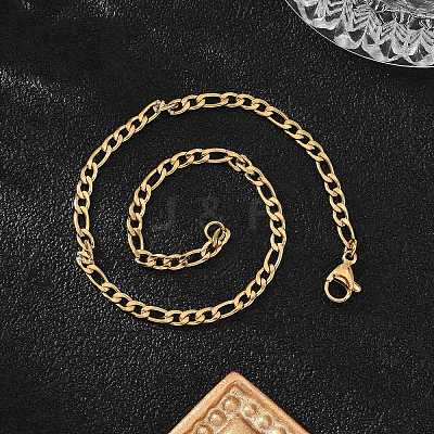 Ion Plating(IP) 304 Stainless Steel Figaro Chain Bracelets BJEW-L634-04A-G-1