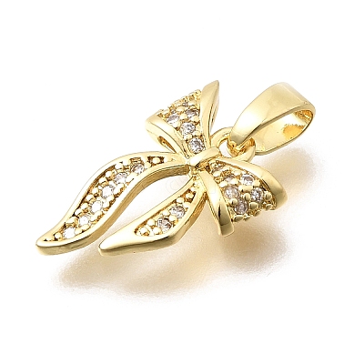 Brass Clear Cubic Zirconia Pendants X-KK-B187-05G-1