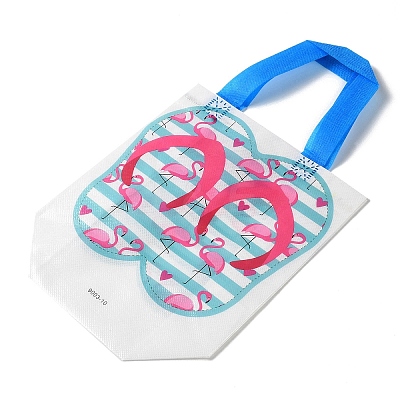 Summer Beach Theme Printed Flip Flops Non-Woven Reusable Folding Gift Bags with Handle ABAG-F009-E10-1