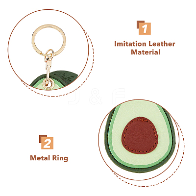 3Pcs 3 Styles Fruit Style Cute PU Leather Protective Case Holder for Access Card Keychain KEYC-HY0001-11-1