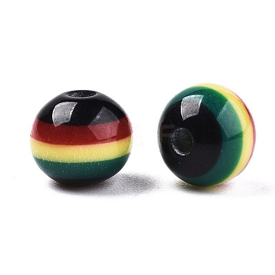 Ghana Jamaica Reggae Stripe Resin Beads RESI-N026-001B-01-1