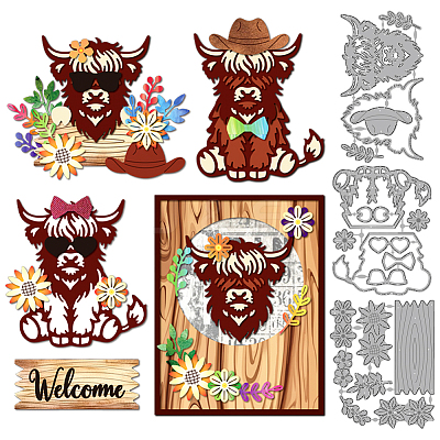 Cattle Theme Carbon Steel Cutting Dies Stencils DIY-WH0309-4350-1