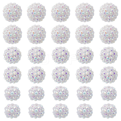 30Pcs 3 Styles Acrylic & Resin with Rhinestone Round Beads OACR-PH0004-27-1