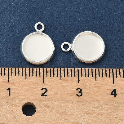 Flat Round Brass Pendant Cabochon Settings X-KK-K414-14B-S-1