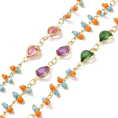 Heart Brass Glass Link Chains CHC-Q013-05G-1