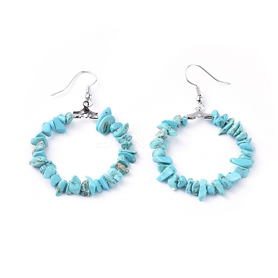 Synthetic Turquoise Dangle Earrings EJEW-E255-D05-1