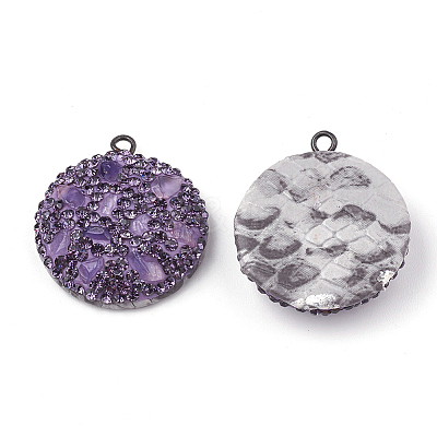 Polymer Clay Rhinestone Pendants RB-S056-10H-1