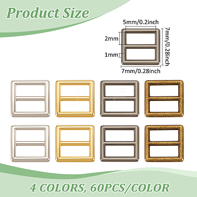 240Pcs 4 Colors Alloy Slider Buckles DIY-FG0004-81-1