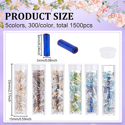 1500Pcs 5 Colors Glass Twist Bugle Beads GLAA-PH0003-73-1