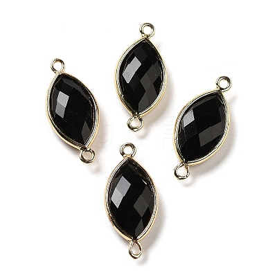 Natural Obsidian Faceted Connector Charms G-K347-03G-18-1