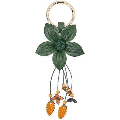 Leather and Alloy Keychain HJEW-WH20022-04A-02-1