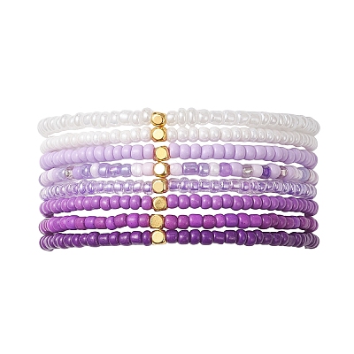 8Pcs Glass Seed Beads Stretch Bracelets for Women BJEW-MZ00270-1