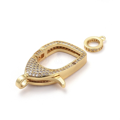 Brass Micro Pave Cubic Zirconia Lobster Claw Clasps ZIRC-F110-02D-G-1