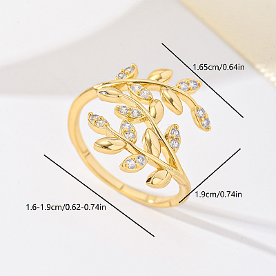 Brass Micro Pave Cubic Zirconia Finger Rings for Women FU0623-4-1