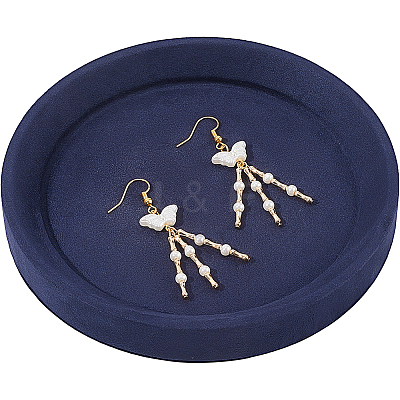 Solid Wood Covered with Velvet Jewelry Display Trays for Earrings Rings Necklaces Bracelets AJEW-WH20075-003B-1