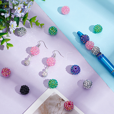 AHADERMAKERS 60pcs 6 colors Resin Rhinestone Beads RESI-GA0001-26-1