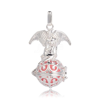 Silver Color Plated Brass Hollow Round Cage Pendants LS-KK-J248-03S-1