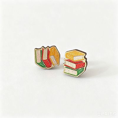 Back to School Printed Wood Stud Earrings for Women WGA6698-04-1